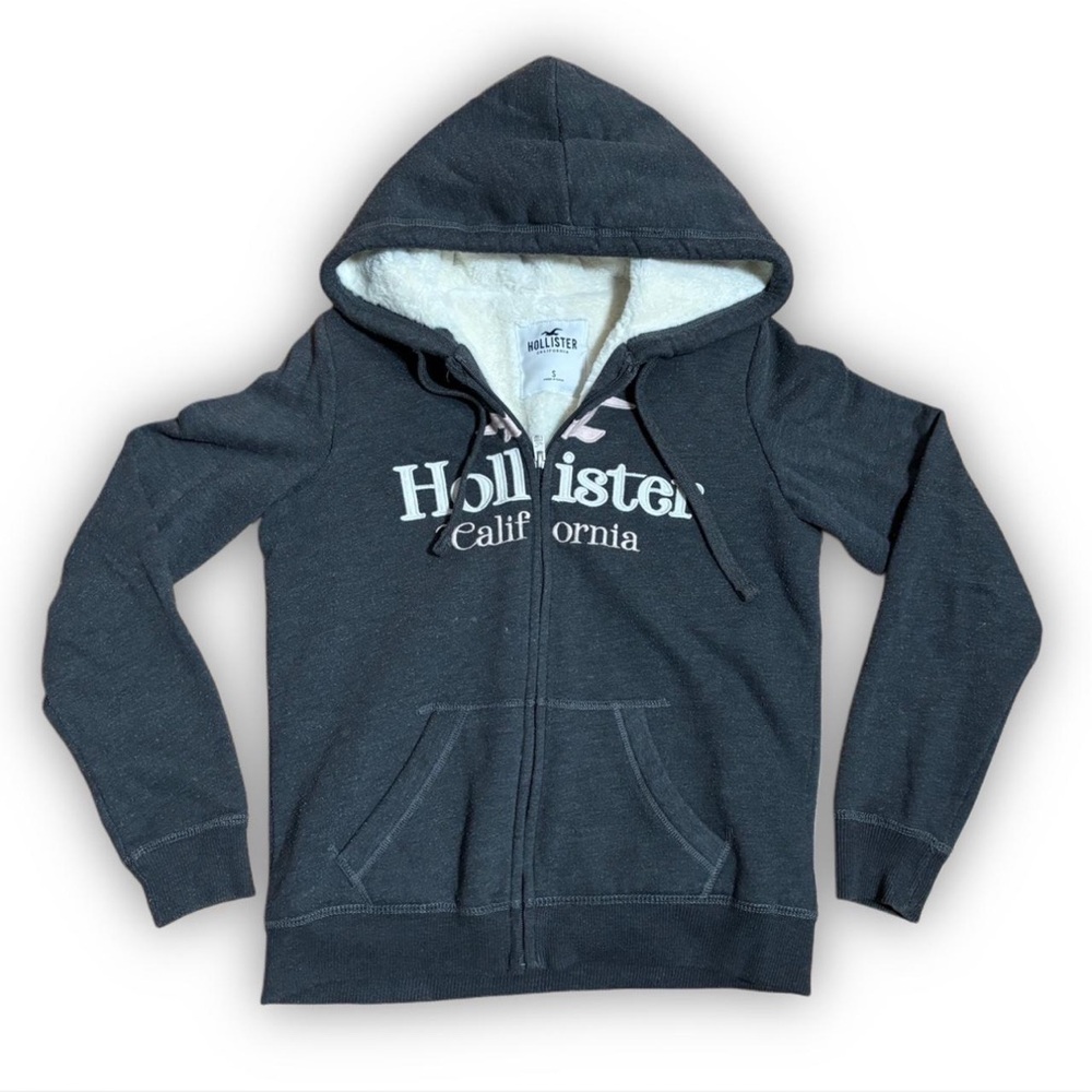 Hollister Charcoal Fleece Lined Hoodie Jacket